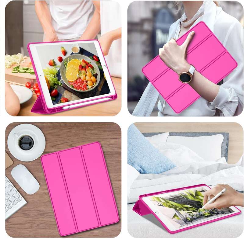 Smart Flip Protective Cover With Pencil Holder for Apple iPad 10.2 inch Case - Rose Pink