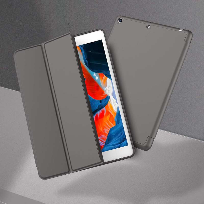 Smart Flip Protective Cover With Pencil Holder for Apple iPad 10.2 inch Case - Dark Gray