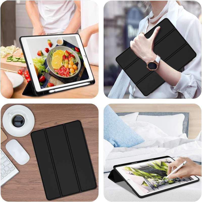 Smart Flip Protective Cover With Pencil Holder for Apple iPad 10.2 inch Case - Black