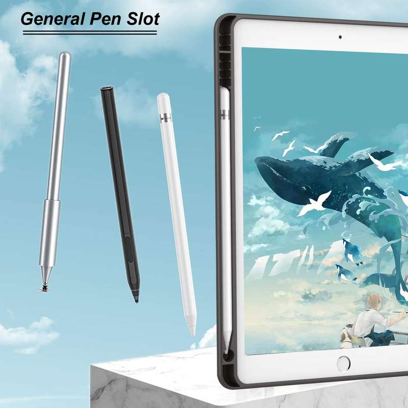 Smart Flip Protective Cover With Pencil Holder for Apple iPad 10.2 inch Case - Dark Gray