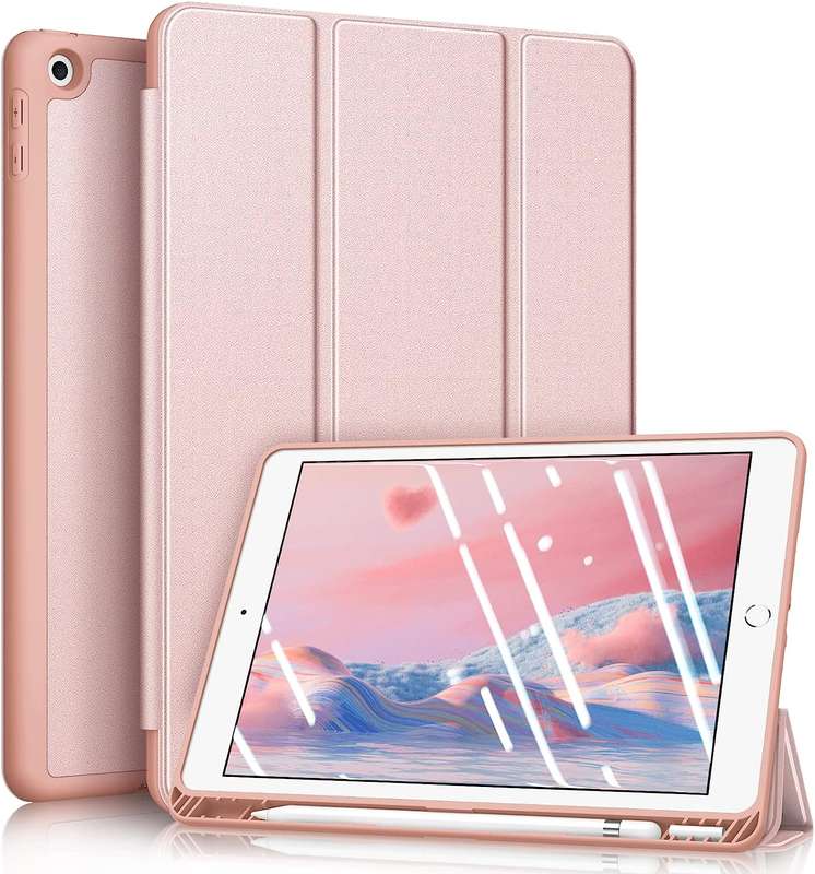 Smart Flip Protective Cover With Pencil Holder for Apple iPad 10.2 inch Case - Rose Gold