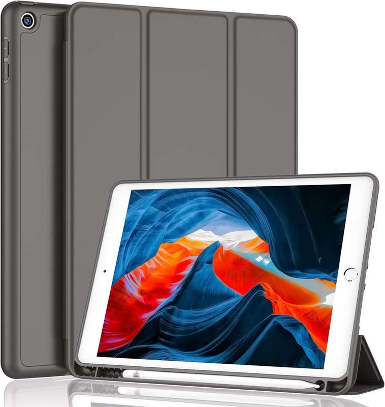 Smart Flip Protective Cover With Pencil Holder for Apple iPad 10.2 inch Case - Dark Gray