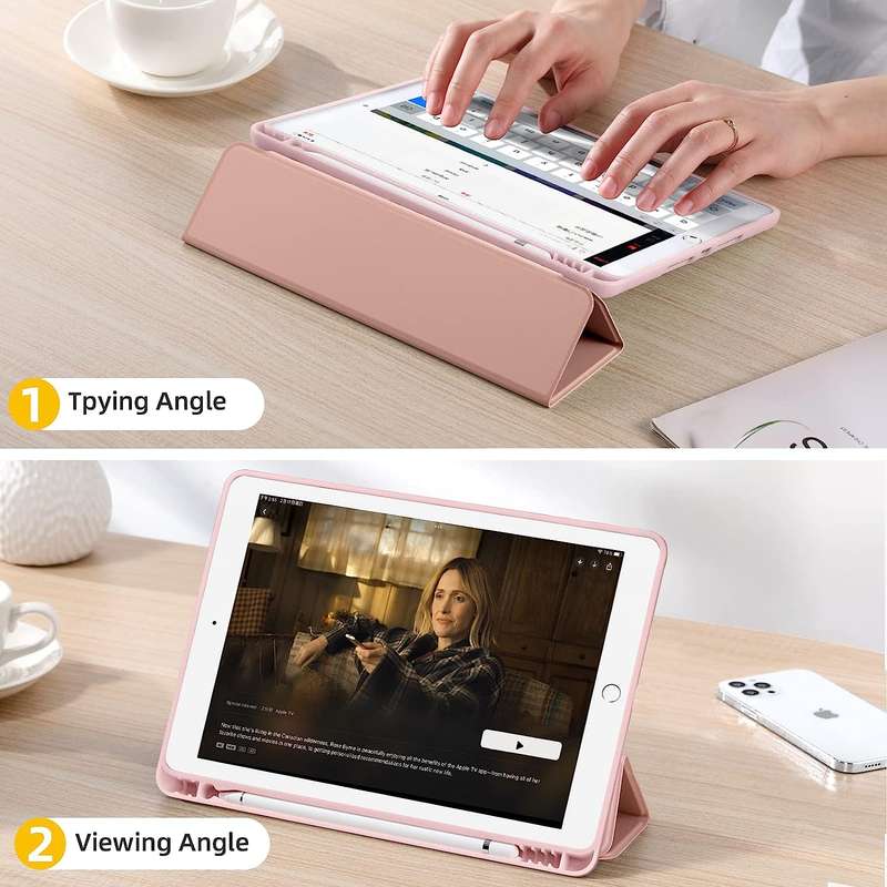 Smart Flip Protective Cover With Pencil Holder for Apple iPad 10.2 inch Case - Rose Gold