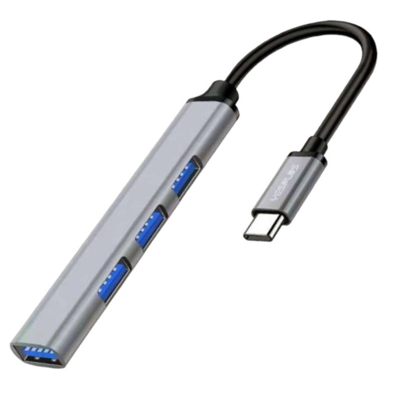Yesplus YS1405 Type-C To 4 USB Port Adapter Hub | OTG + USB HUB 4 IN 1