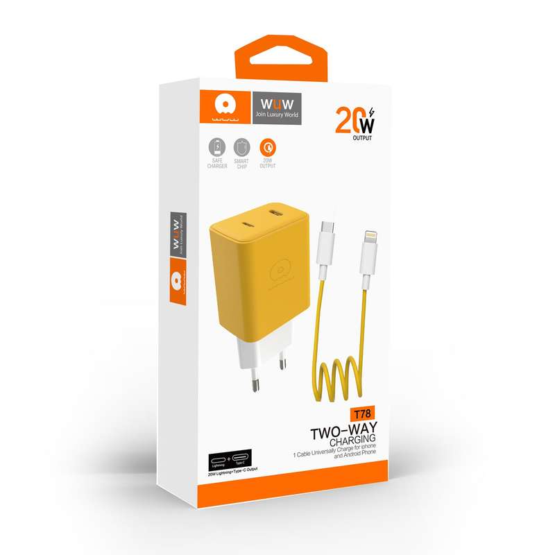 FAST CHARGING 20W Dual Port Charging Block with Type-C to Lightning Cable