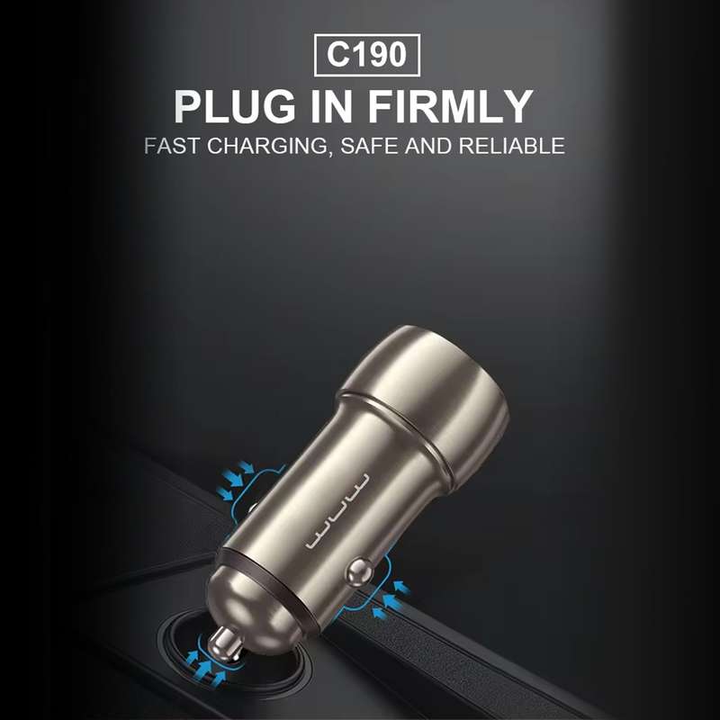 Fast Charging 40W Car Charger C190 Dual Type-C Ports METAL