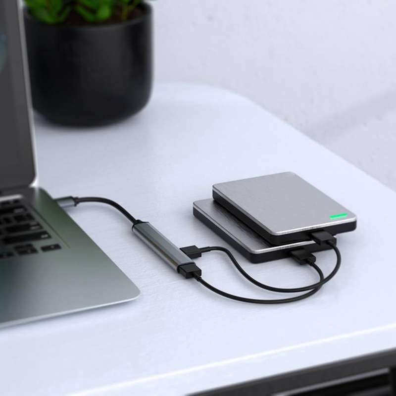 Yesplus YS1405 Type-C To 4 USB Port Adapter Hub | OTG + USB HUB 4 IN 1