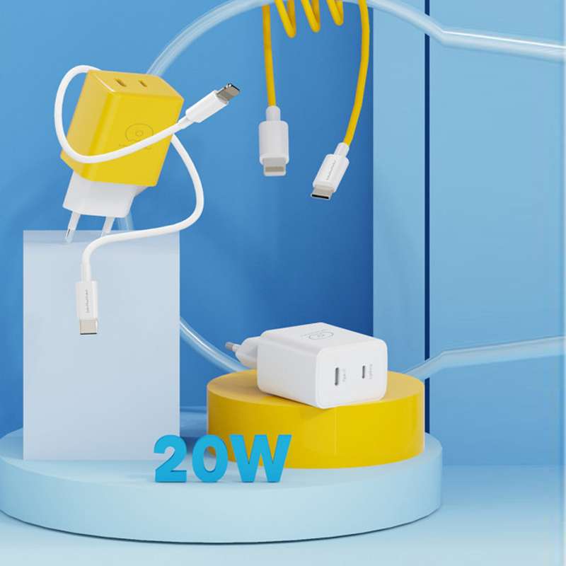 FAST CHARGING 20W Dual Port Charging Block with Type-C to Lightning Cable