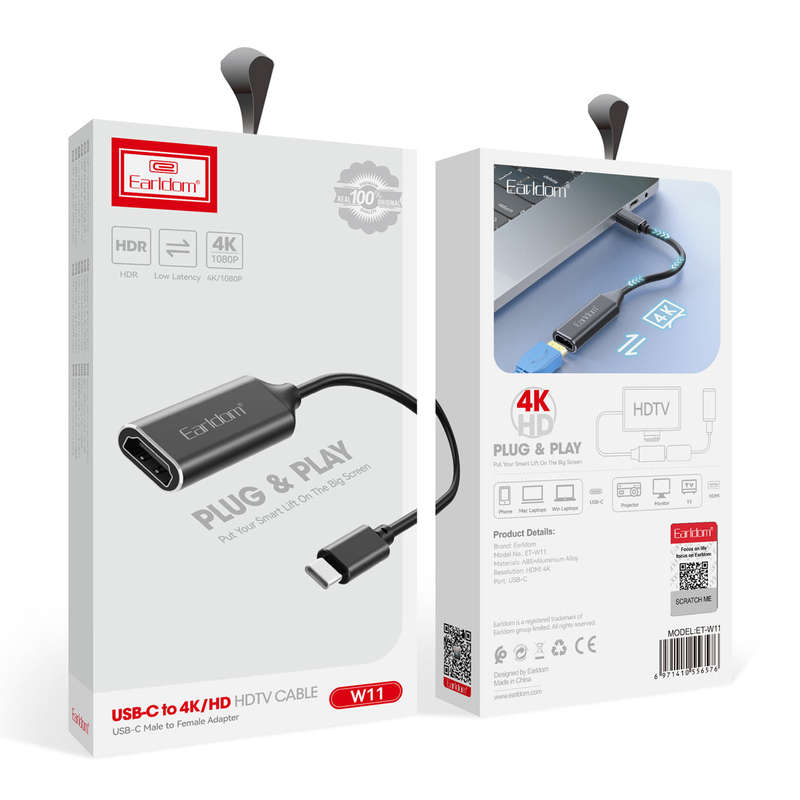 Earldom W11 Type-C To Female HDMI Adapter (4K Resolution) HDTV Adapter
