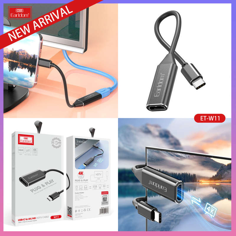 Earldom W11 Type-C To Female HDMI Adapter (4K Resolution) HDTV Adapter