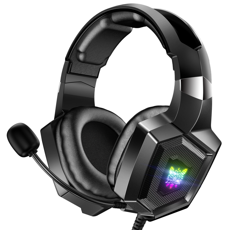 ONIKUMA K8 Wired Stereo Gaming Headphones With Mic LED RGB Lights - Black