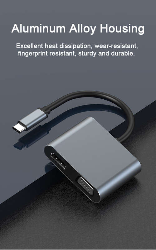 4-in 1 Hub Type C to PD/4k HDMI/VGA/USB for MacBook/Type C PC