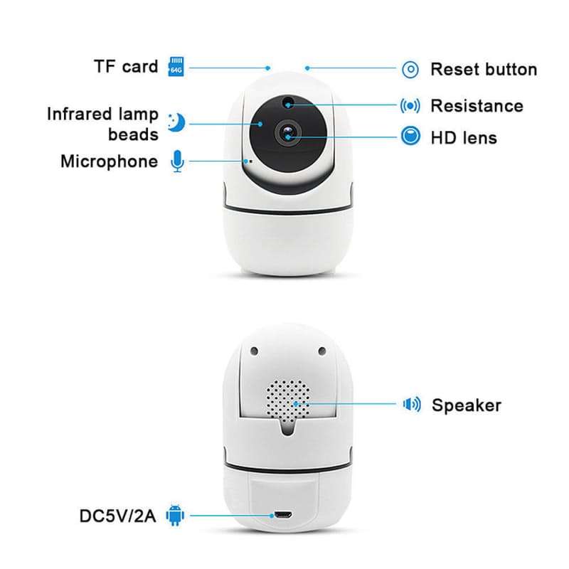 Smart WiFi Camera Indoor Auto Track IP Camera Baby Monitor Nanny Camera - White
