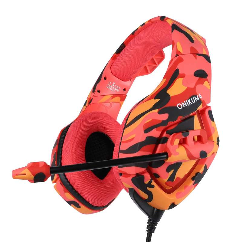 ONIKUMA K1-B Camouflage Elite stereo gaming headset - Red
