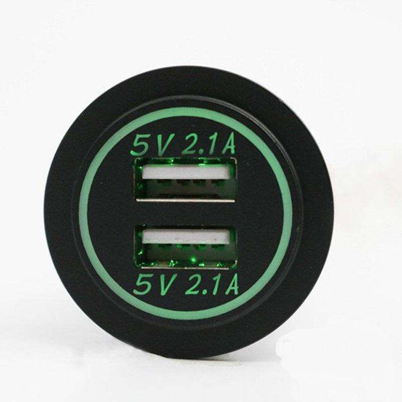 2.1A Dual USB socket charger - Backlight LED - Green