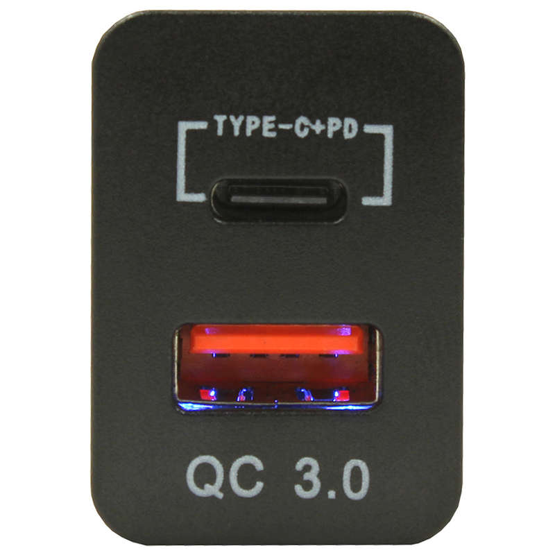 Dual QC3.0 USB and Type-C Charger for Toyota 32x20mm (Revo)