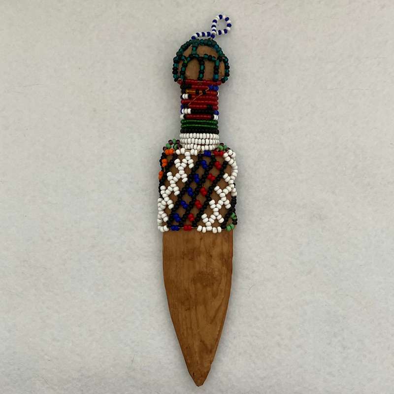 Wooden Carved African Beaded Dagger