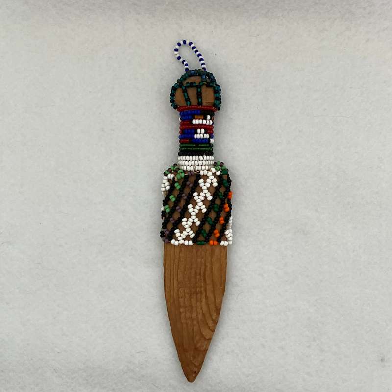 Wooden Carved African Beaded Dagger