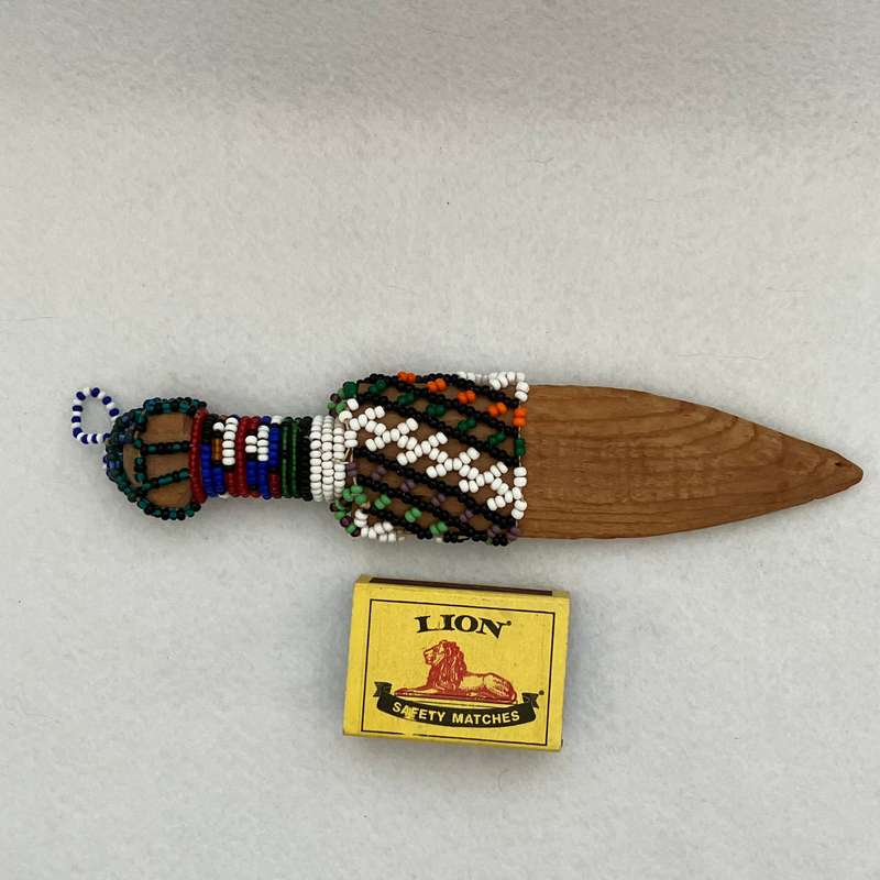 Wooden Carved African Beaded Dagger
