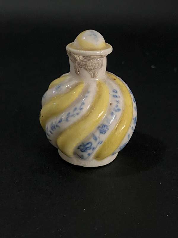 Bottle 'Porcelain' Yellow and Blue Miniature