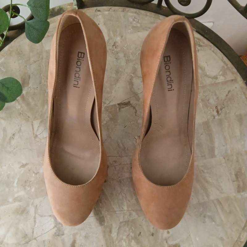Shoes - Heels, Coral, Apricot Suede (Biondini)