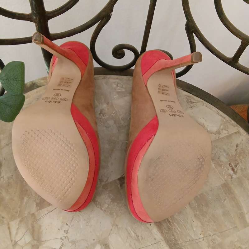 Shoes - Heels, Coral, Apricot Suede (Biondini)