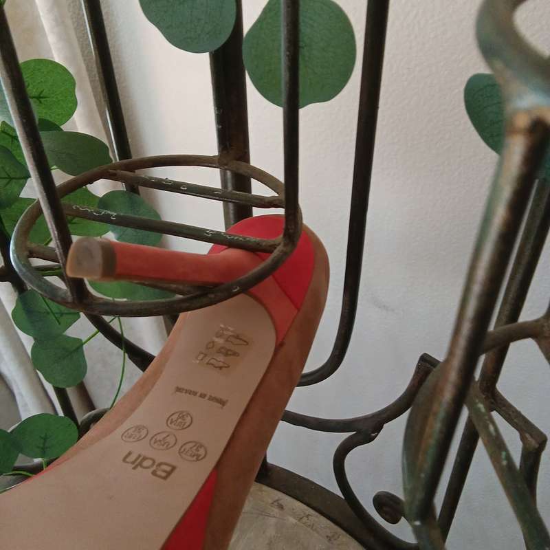 Shoes - Heels, Coral, Apricot Suede (Biondini)