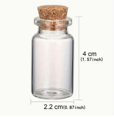 Clear Glass Bottles With Cork Stopper 4 x 2.2cm