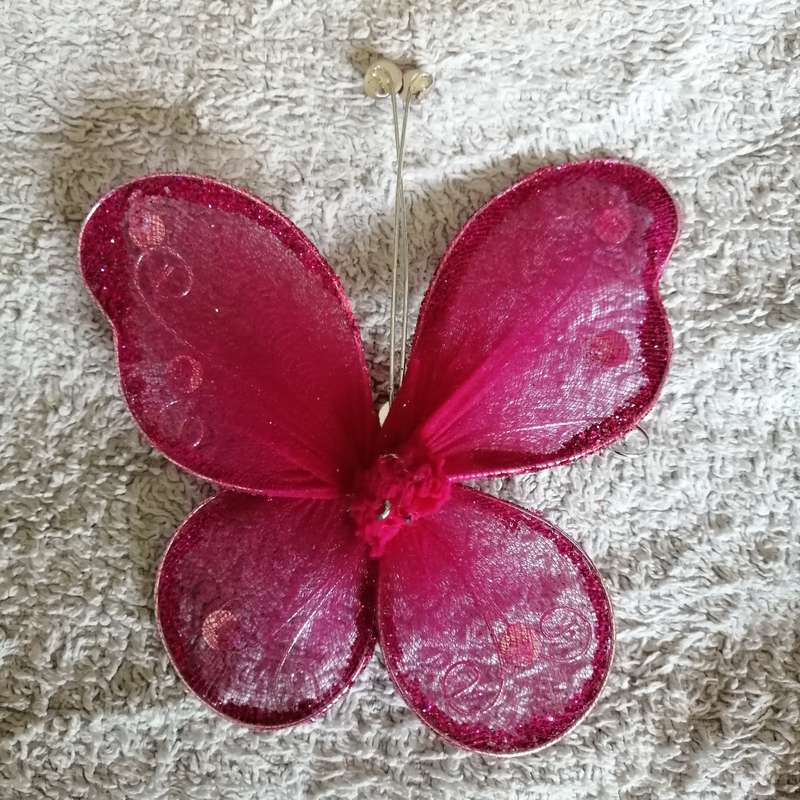 Butterfly Wire, Beads and Glitter (Fuschia Pink)