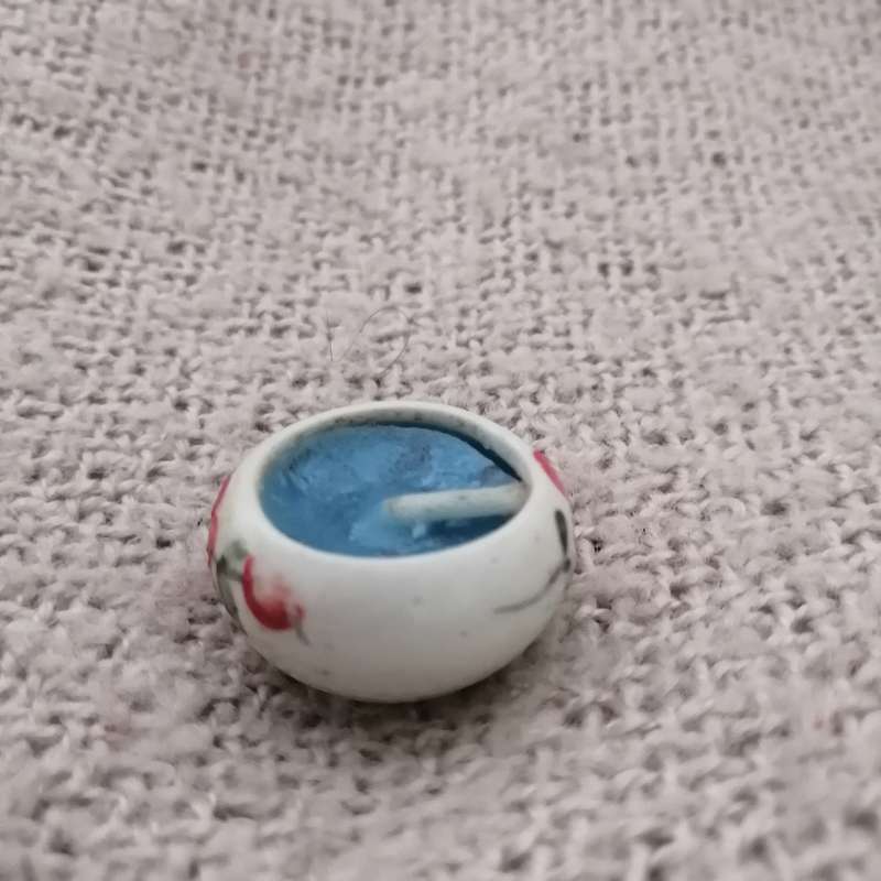 Tiny Candle in Ceramic Floral Candle Holder