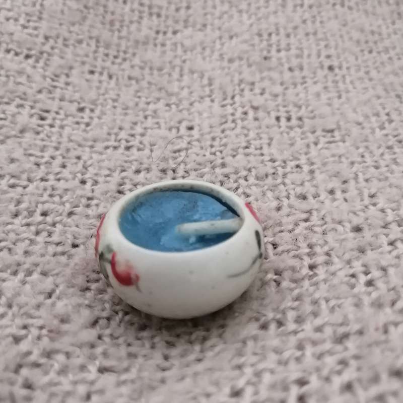 Tiny Candle in Ceramic Floral Candle Holder