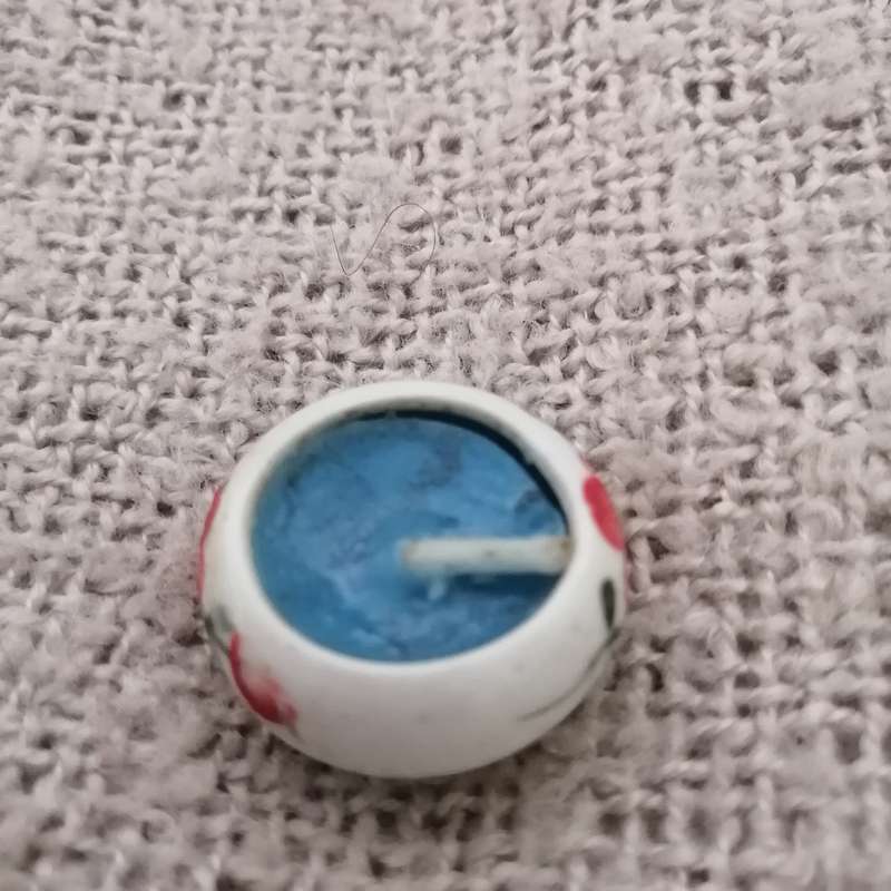 Tiny Candle in Ceramic Floral Candle Holder