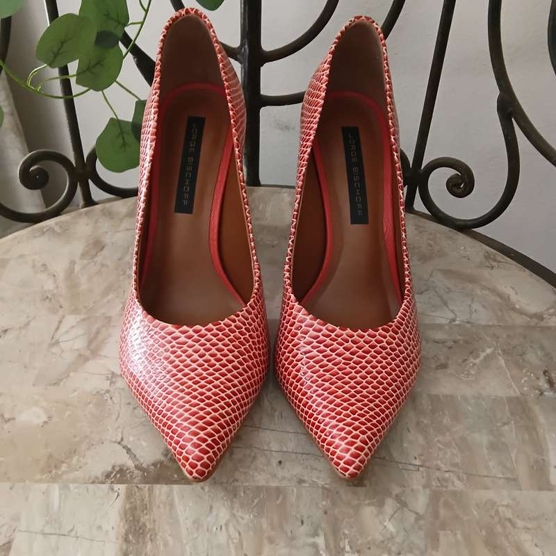 Shoes - Apricot & Peach/Animal Print Heel, Jorge Bischoff