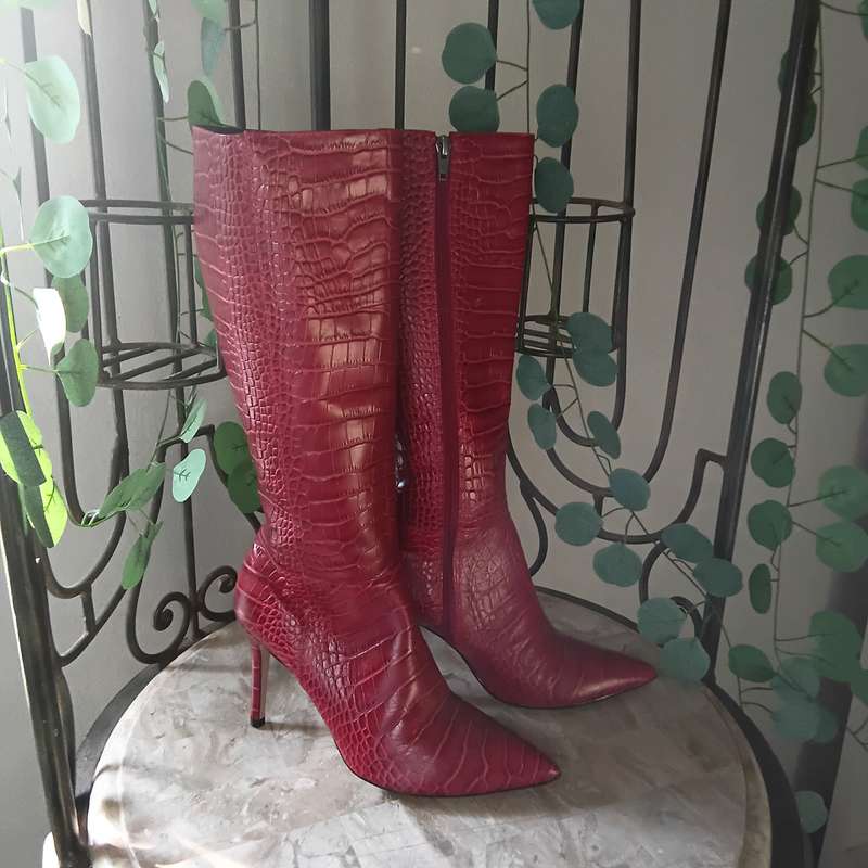 Shoes - Red/Animal Emboss Boots