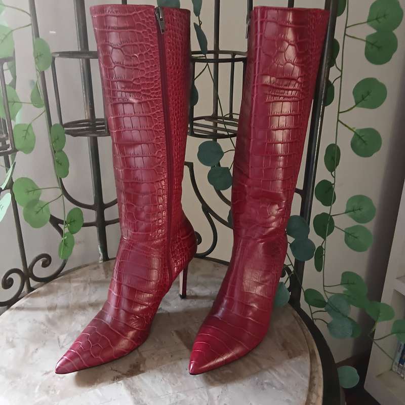 Shoes - Red/Animal Emboss Boots