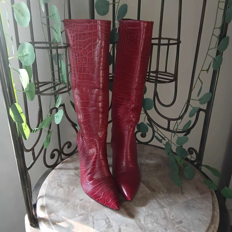 Shoes - Red/Animal Emboss Boots