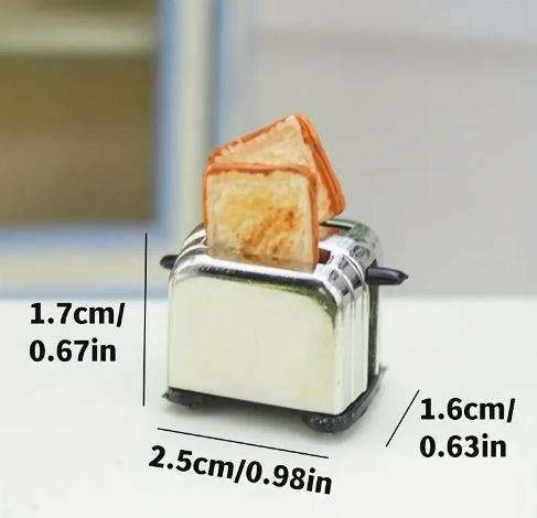 Silver Toaster & Toast (Miniature, suitable for Printer's Tray)
