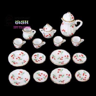 Miniature Tea Set - Cherry Design (Miniature, suitable for printer's tray)
