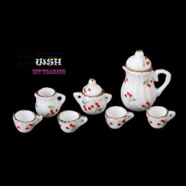 Miniature Tea Set - Cherry Design (Miniature, suitable for printer's tray)