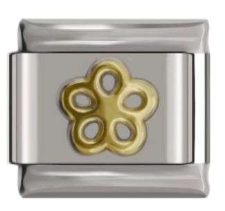 Italian Charm Flower Outline Embossed in 'Gold' (Fits Nomination Bracelet)