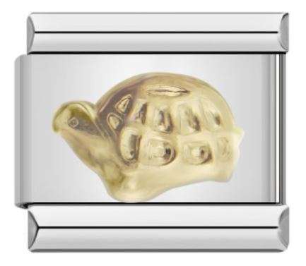 Italian Charm Tortoise Embossed in 'Gold' (Fits Nomination Bracelet)