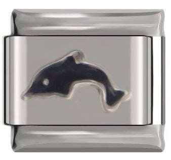 Italian Charm Dolphin Black Enamel (Fits Nomination Bracelet)