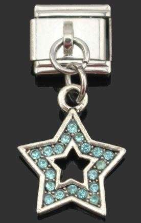 Italian Charm Dangle Star Turquoise Rhinestone (Fits Nomination Bracelet)