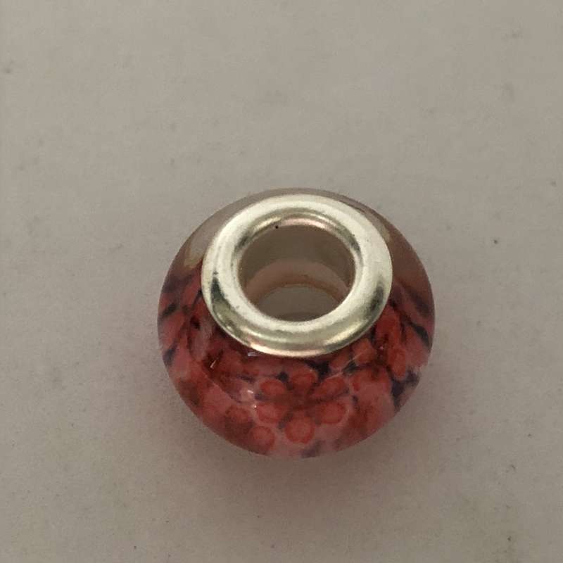 Bead Fitting Pandora Murano-Type Pink Bead Flower Design