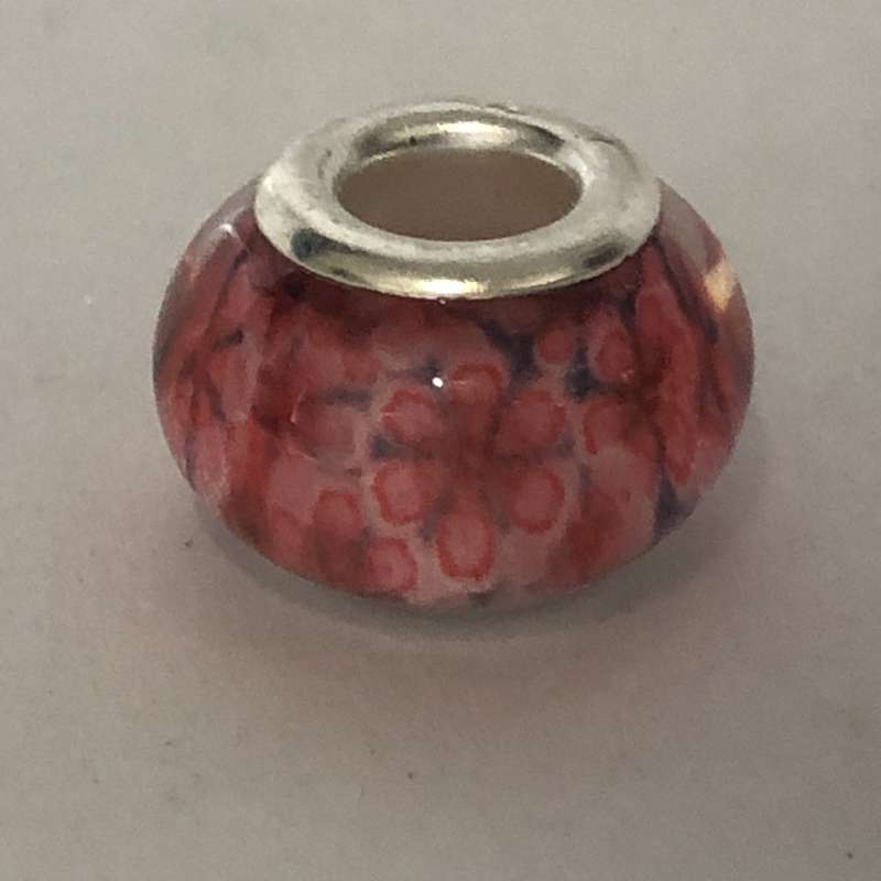 Bead Fitting Pandora Murano-Type Pink Bead Flower Design