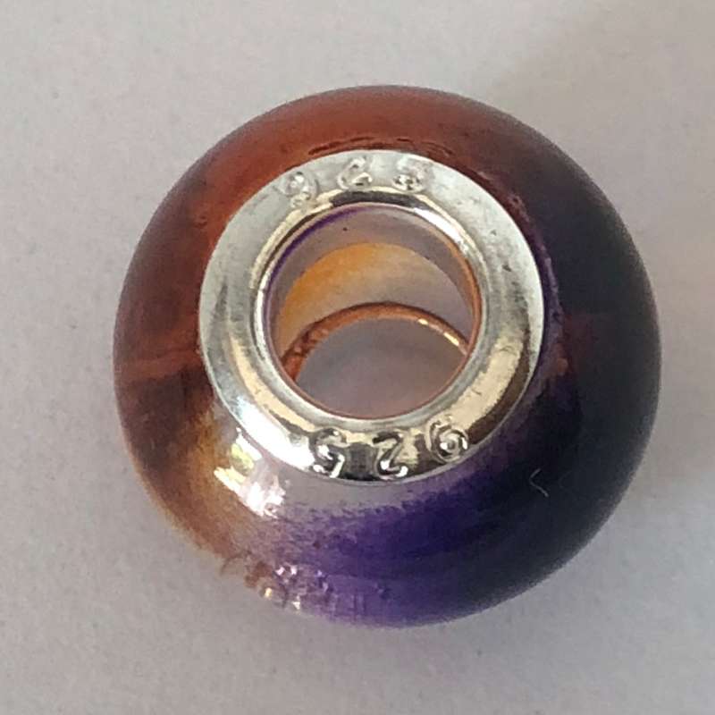 Bead Fitting Pandora Murano-Type Red Rose Embossed Design