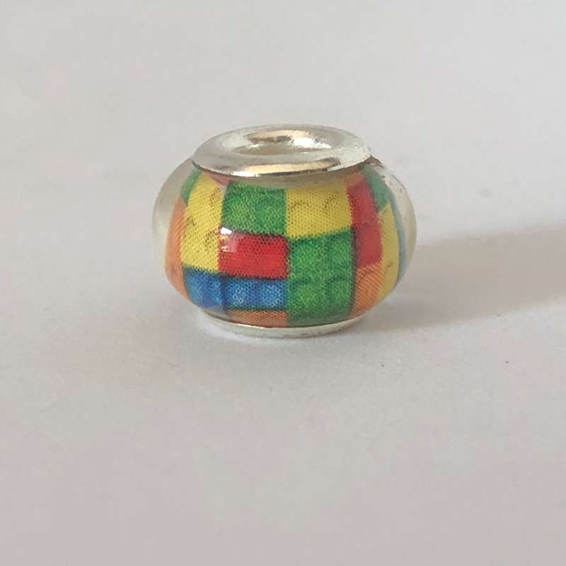 Bead Fitting Pandora Murano-Type Clear Multi - coloured Tetris Design
