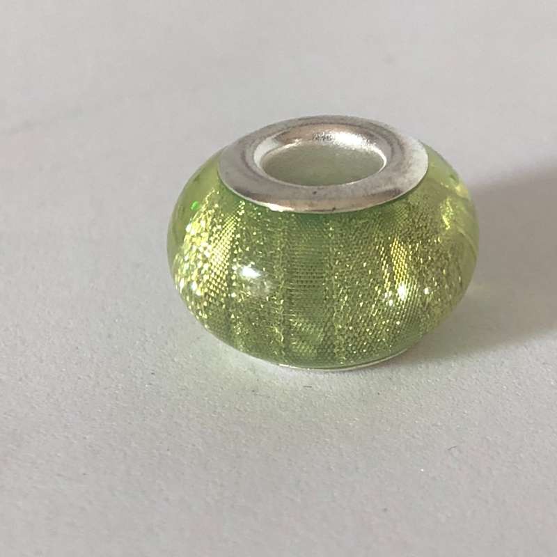 Bead Fitting Pandora Murano-Type Green Metallic