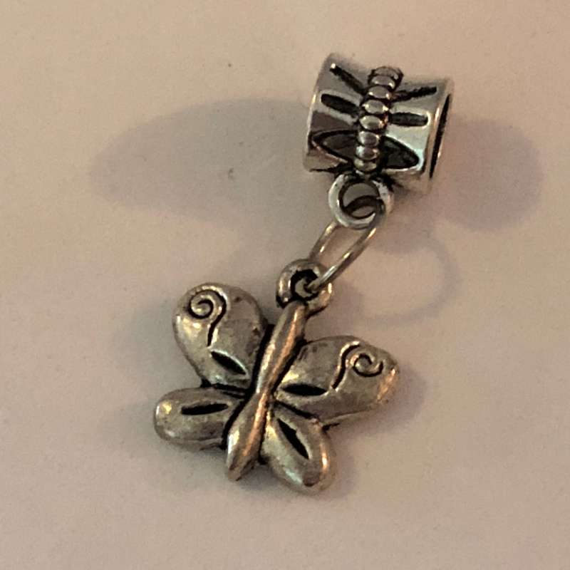 Bead Fitting Pandora 'Silver', Butterfly, Dangle (Flipside 'Created For You'