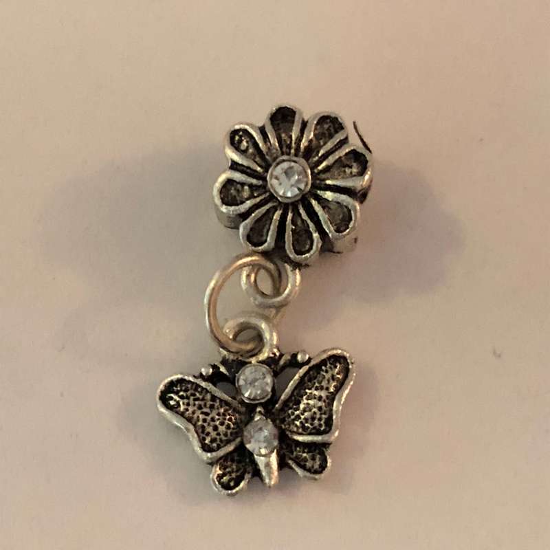 Bead Fitting Pandora 'Silver', Flower Gemstone